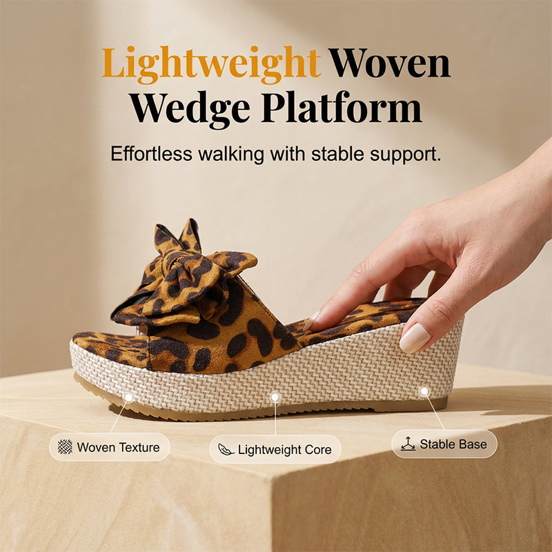 Gluschwein - Women's Bow-Knot Wedge Platform Sandals