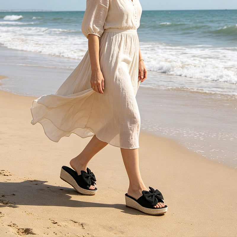Gluschwein - Women's Bow-Knot Wedge Platform Sandals