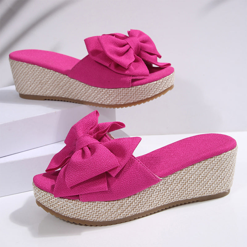 Gluschwein - Women's Bow-Knot Wedge Platform Sandals