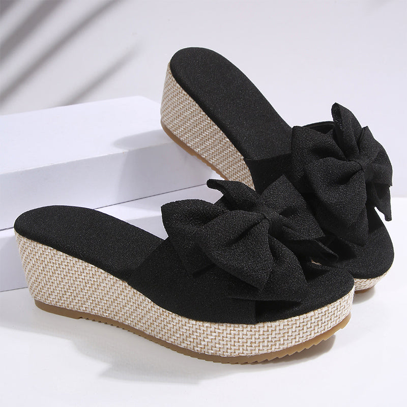 Gluschwein - Women's Bow-Knot Wedge Platform Sandals