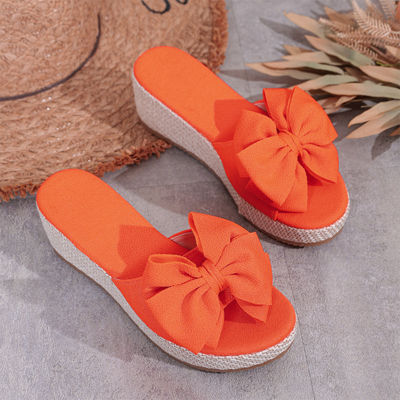 Gluschwein - Women's Bow-Knot Wedge Platform Sandals
