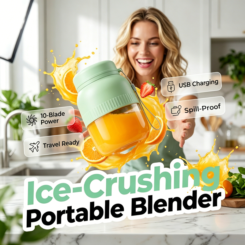 ⚡ Jetzt -50%!🥤 Tragbarer Mixer mit 2 Deckeln & Bechern – Frische Smoothies überall