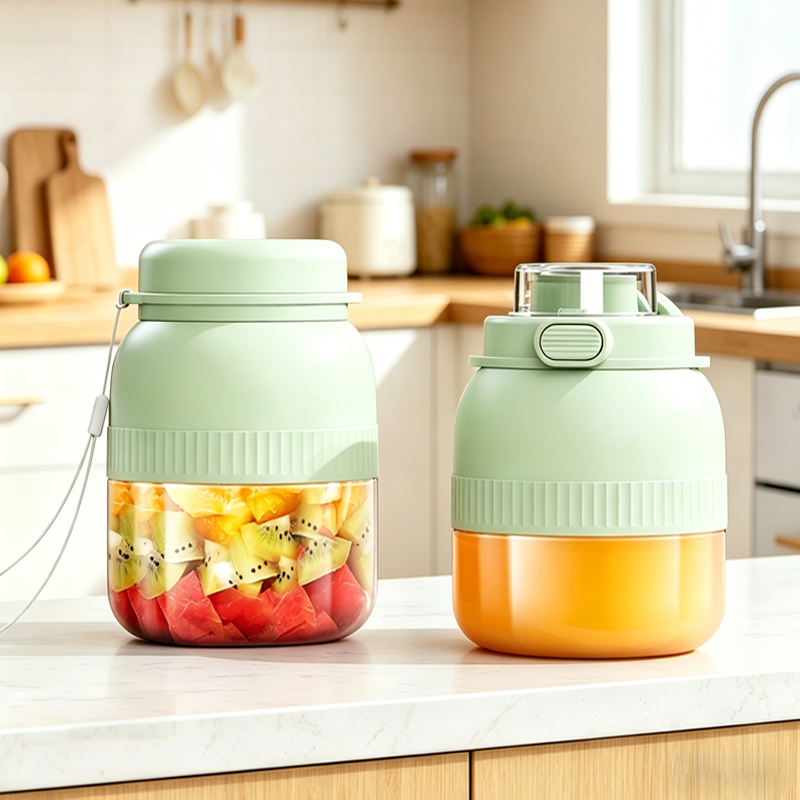 ⚡ Jetzt -50%!🥤 Tragbarer Mixer mit 2 Deckeln & Bechern – Frische Smoothies überall