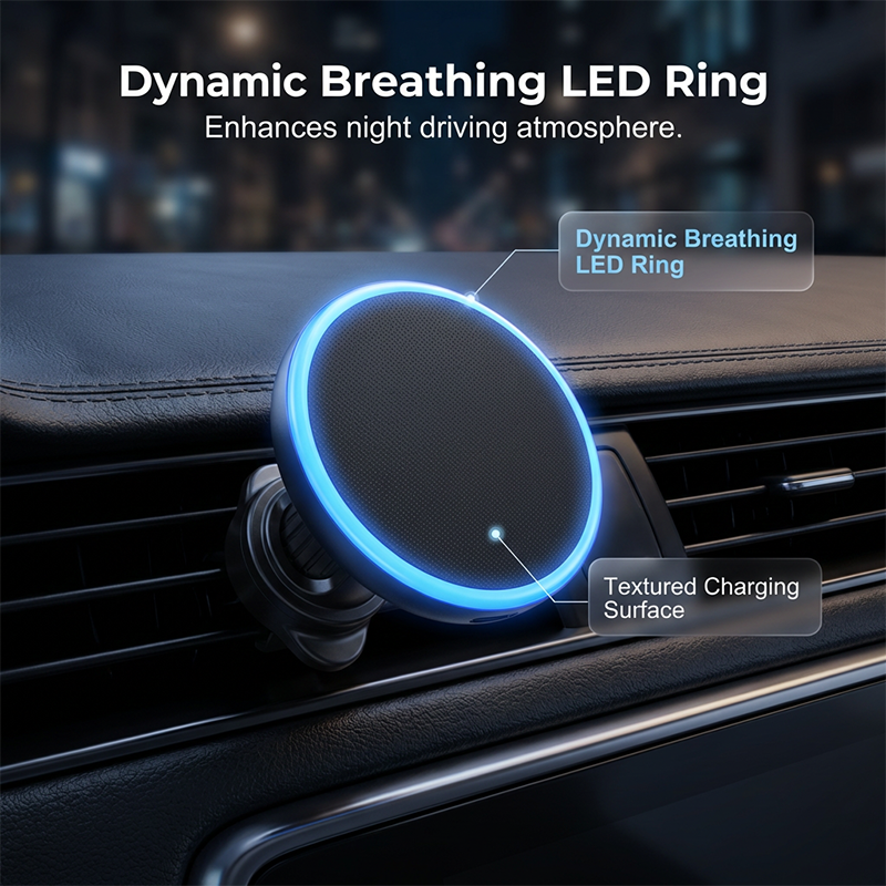 🔋 50% RABATT! 🚗 15W Magnetisches Wireless-Autoladegerät mit Umgebungsbeleuchtung – Schnellladung, Starker Magnet & Perfekt Für Jedes Telefon 📱