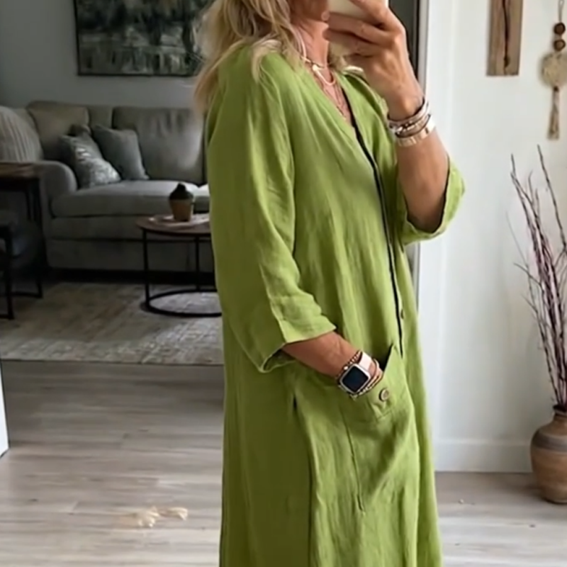 🌸Lässiges Midikleid mit V-Ausschnitt für Damen