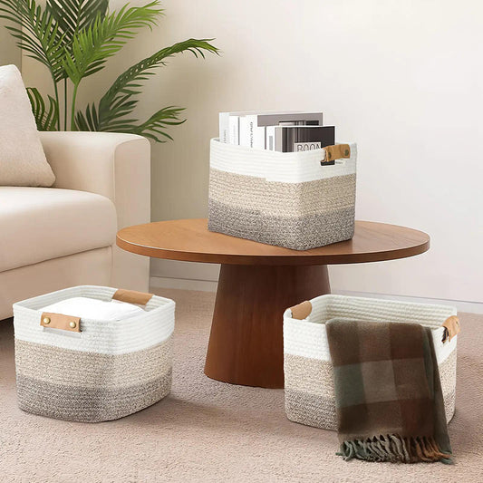 Gluschwein - 🧺 50% RABATT! 🧵 Geflochtener Baumwollseil-Aufbewahrungskorb mit Griffen – Weich, Stabil & Perfekt Für Spielzeug, Wäsche & Wohnaccessoires 🏠