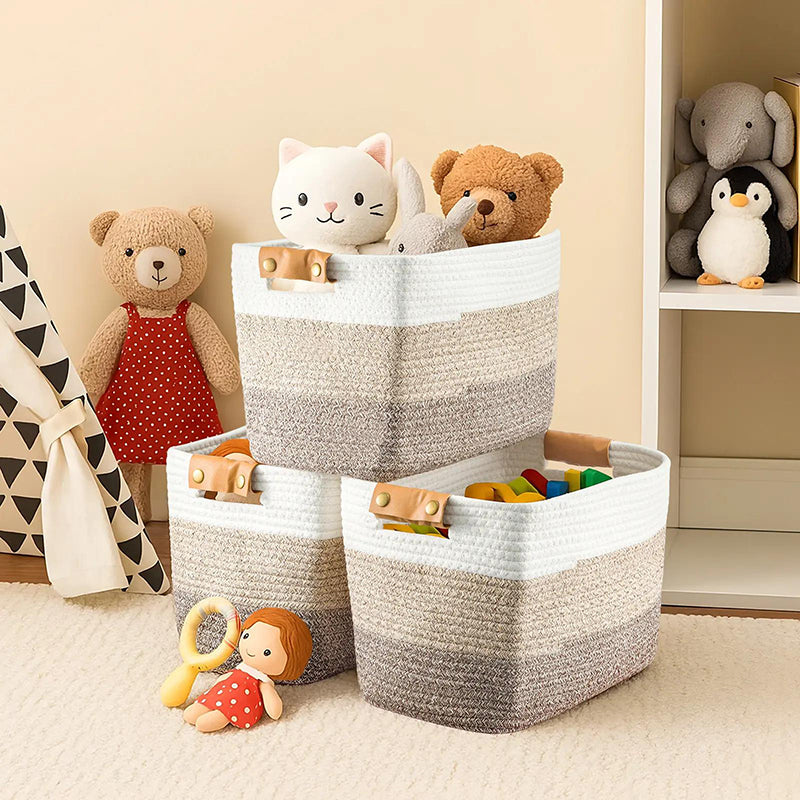 Gluschwein - 🧺 50% RABATT! 🧵 Geflochtener Baumwollseil-Aufbewahrungskorb mit Griffen – Weich, Stabil & Perfekt Für Spielzeug, Wäsche & Wohnaccessoires 🏠