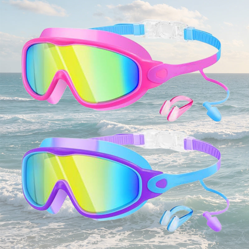 ⏰ Nur noch heute 50% Rabatt! 🏊 Kinder Schwimmbrillen Set 2 Stück, Anti-Beschlag & UV-Schutz, Weitwinkel-Glas mit Silikon-Dichtung & integrierten Ohrenstöpseln, bequemer Sitz für Jungen & Mädchen ✨