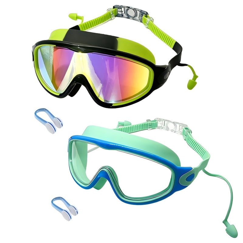 ⏰ Nur noch heute 50% Rabatt! 🏊 Kinder Schwimmbrillen Set 2 Stück, Anti-Beschlag & UV-Schutz, Weitwinkel-Glas mit Silikon-Dichtung & integrierten Ohrenstöpseln, bequemer Sitz für Jungen & Mädchen ✨