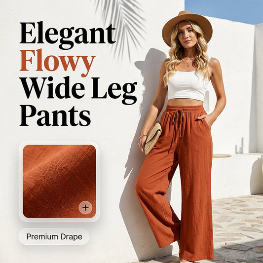 Gluschwein - Women's Casual High Waist Wide-Leg Pants