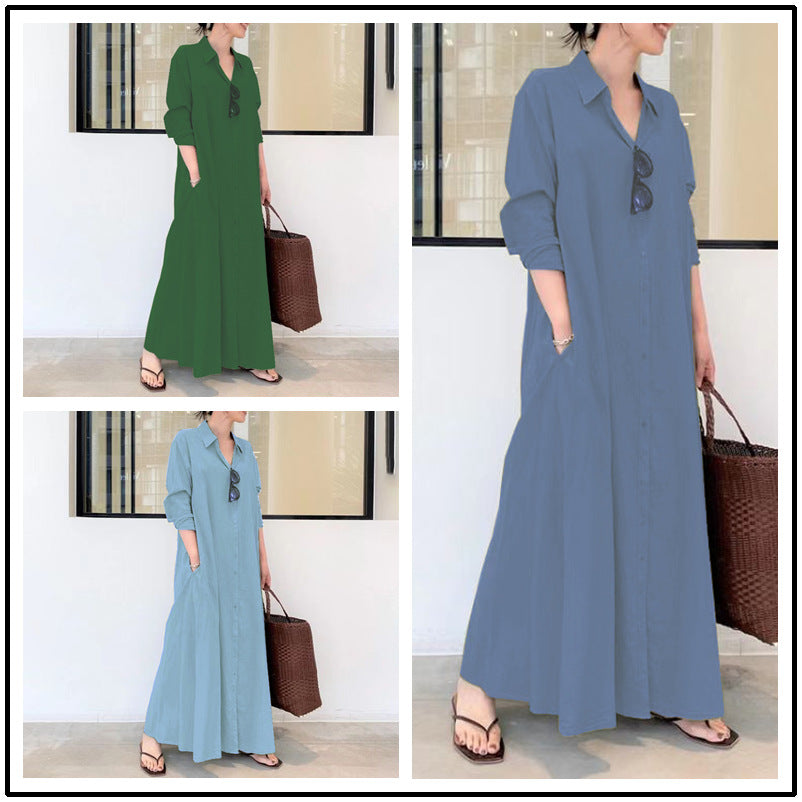 Gluschwein - 📢📢50 % RABATT!! ⏰Langes, einfarbiges, schlichtes Kleid mit langen Ärmeln