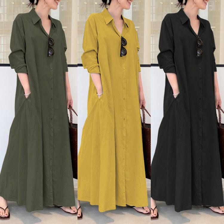 Gluschwein - 📢📢50 % RABATT!! ⏰Langes, einfarbiges, schlichtes Kleid mit langen Ärmeln