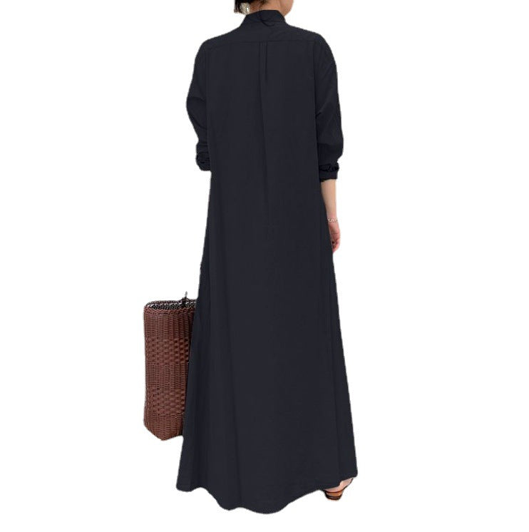 Gluschwein - 📢📢50 % RABATT!! ⏰Langes, einfarbiges, schlichtes Kleid mit langen Ärmeln