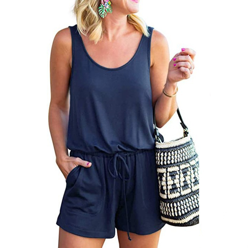 💥Begrenzte Zeit 49% Rabatt✨Lässiger, ärmelloser Damen-Overall mit Kordelzug