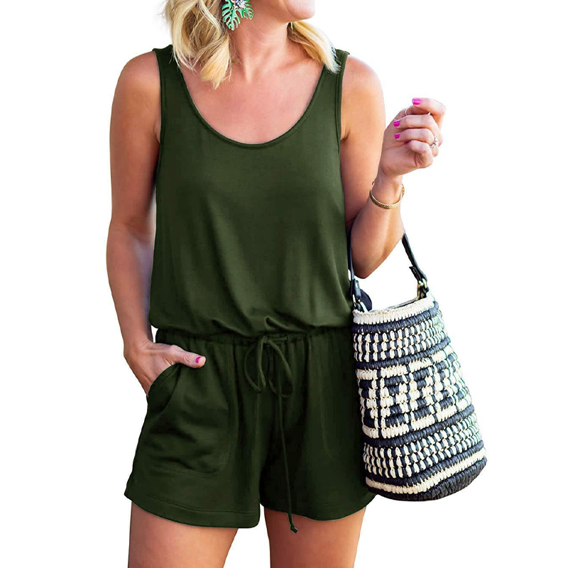 💥Begrenzte Zeit 49% Rabatt✨Lässiger, ärmelloser Damen-Overall mit Kordelzug