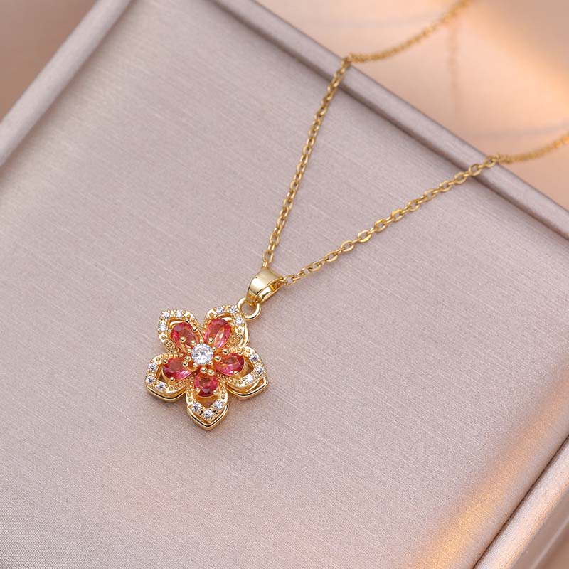 ✨1 kaufen 1 gratis dazu✨ Romantische Blumen-Anhänger-Halskette für Damen