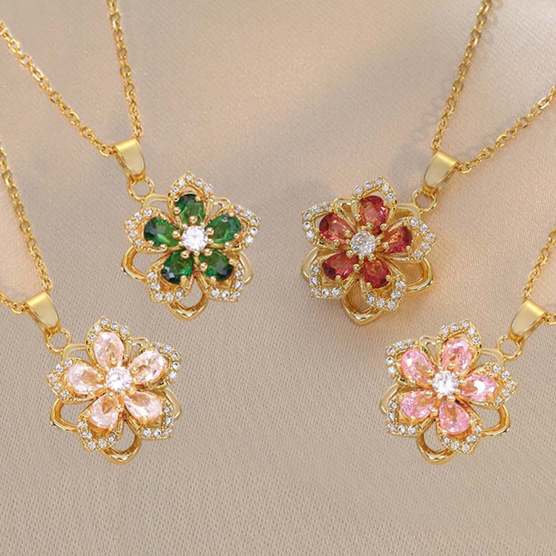 ✨1 kaufen 1 gratis dazu✨ Romantische Blumen-Anhänger-Halskette für Damen