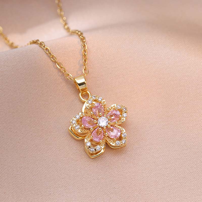 ✨1 kaufen 1 gratis dazu✨ Romantische Blumen-Anhänger-Halskette für Damen