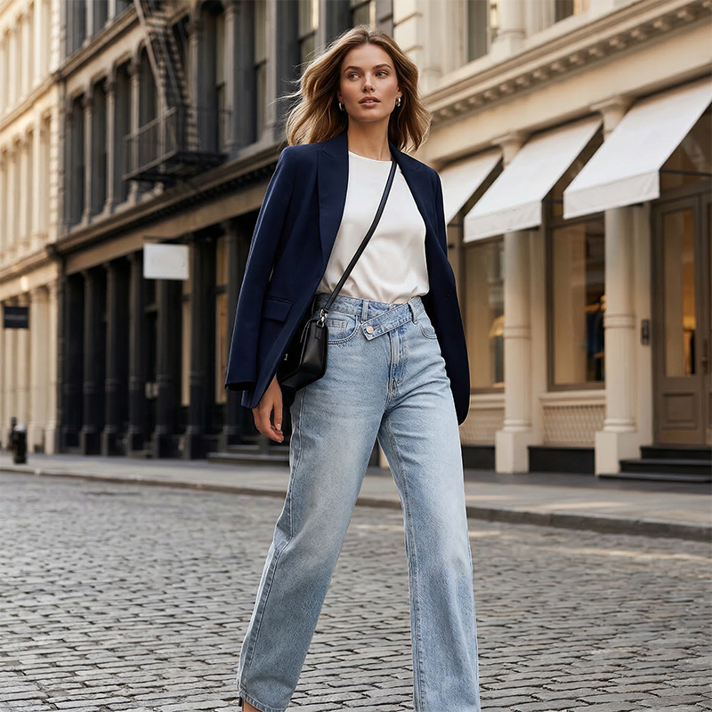 🌿 Zeitlich begrenzter 49%-Rabatt Geschenk 💕👖 Women's Asymmetrical Waist Straight-Leg Jeans
