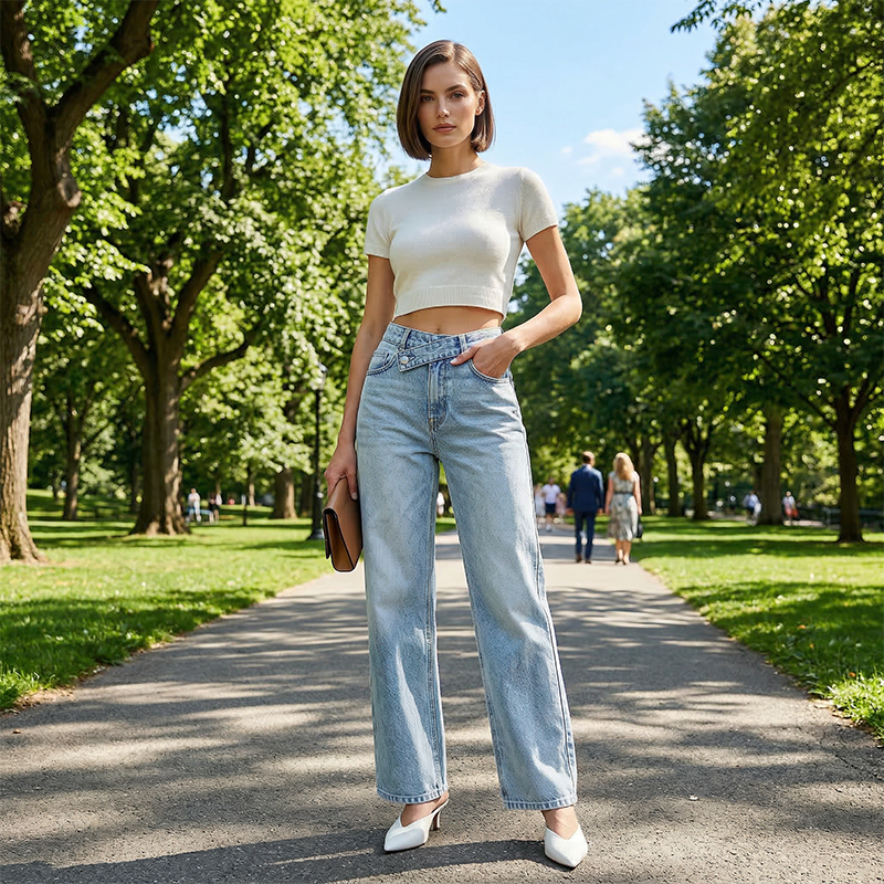 🌿 Zeitlich begrenzter 49%-Rabatt Geschenk 💕👖 Women's Asymmetrical Waist Straight-Leg Jeans