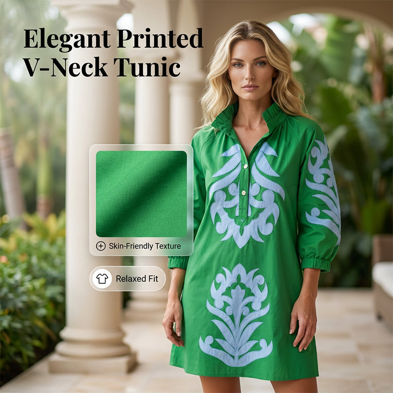 Gluschwein - 💥Zeitlich begrenztes Angebot Gratisgeschenk🌷Lässiges Kleid mit Boho-Print und 3/4-ÄrmelnPrint 3/4 Sleeve Casual Dress