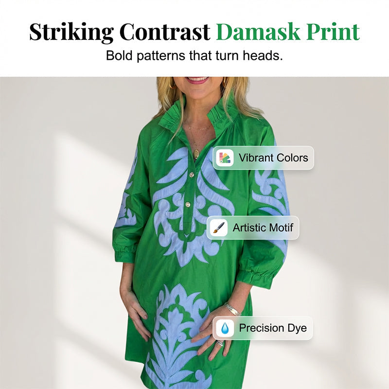 Gluschwein - 💥Zeitlich begrenztes Angebot Gratisgeschenk🌷Lässiges Kleid mit Boho-Print und 3/4-ÄrmelnPrint 3/4 Sleeve Casual Dress