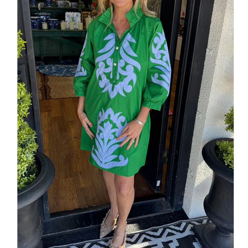 Gluschwein - 💥Zeitlich begrenztes Angebot Gratisgeschenk🌷Lässiges Kleid mit Boho-Print und 3/4-ÄrmelnPrint 3/4 Sleeve Casual Dress
