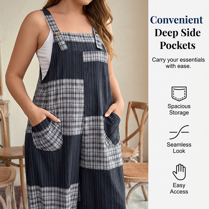 Gluschwein - 🌸 2026 Neue Kollektion Lässige Patchwork-Latzhose Damen mit Taschen✨