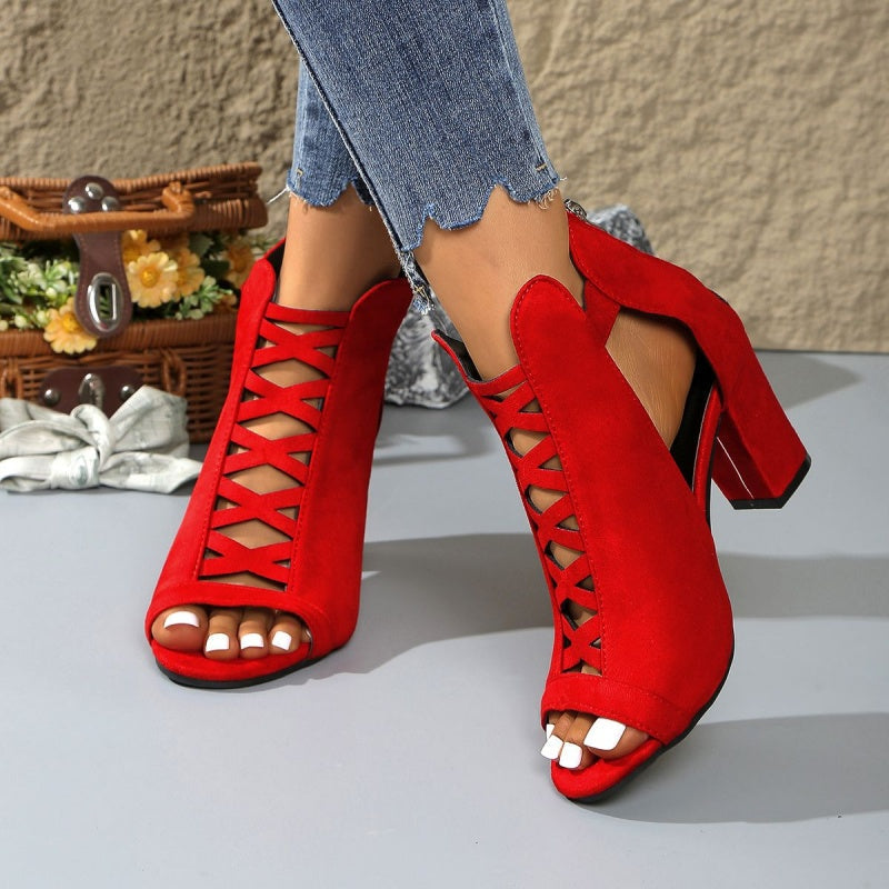 Women's Peep-Toe Chunky Heel Sandals