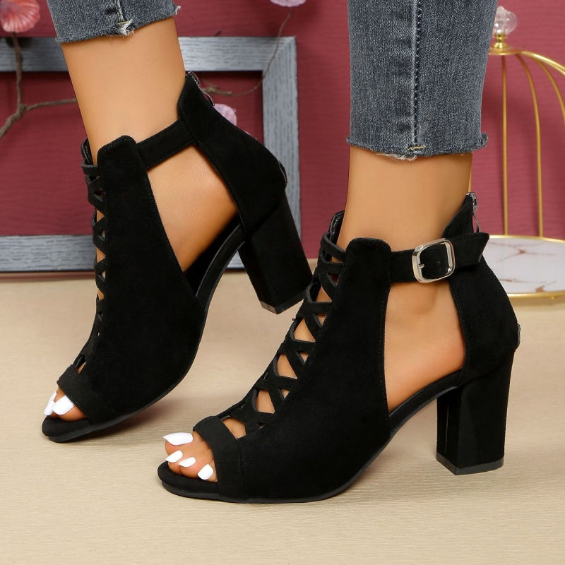 Women's Peep-Toe Chunky Heel Sandals