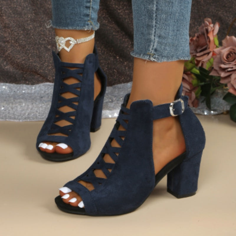 Women's Peep-Toe Chunky Heel Sandals