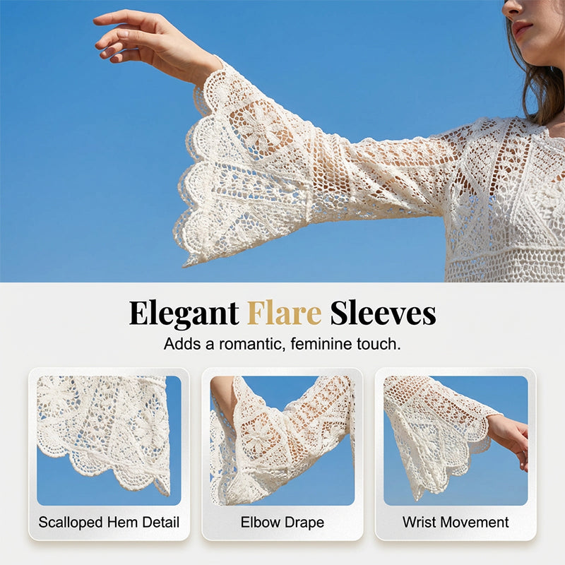 Gluschwein - 👒 FLASH-SALE: 50% RABATT! 🌼 Traumhafte Spitzenbluse im Boho-Vintage-Look – Atmungsaktiv & Figurschmeichelnd ✨