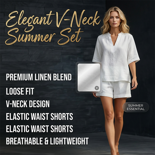 Gluschwein - 🔥 SOMMER DEAL: -50% 💫 Damen 2-teiliges Set 👚 V-Ausschnitt Top + Shorts – weich, leicht & super komfortabel 🌿