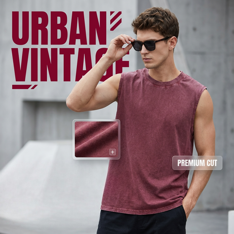 👕 50% RABATT! 🔥 Herren Vintage-gewaschenes Ärmelloses Tank Top – Atmungsaktiv, Leicht & Perfekt Für Einen Lässigen Sommerlook Oder Das Fitnessstudio 💪