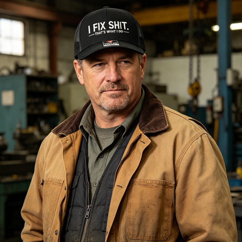 💥 HALBPREIS DEAL 🧢 Trucker-Cap für Männer & Frauen – „I Fix Shit“-Stickerei, Mesh-Design & verstellbar 🔥