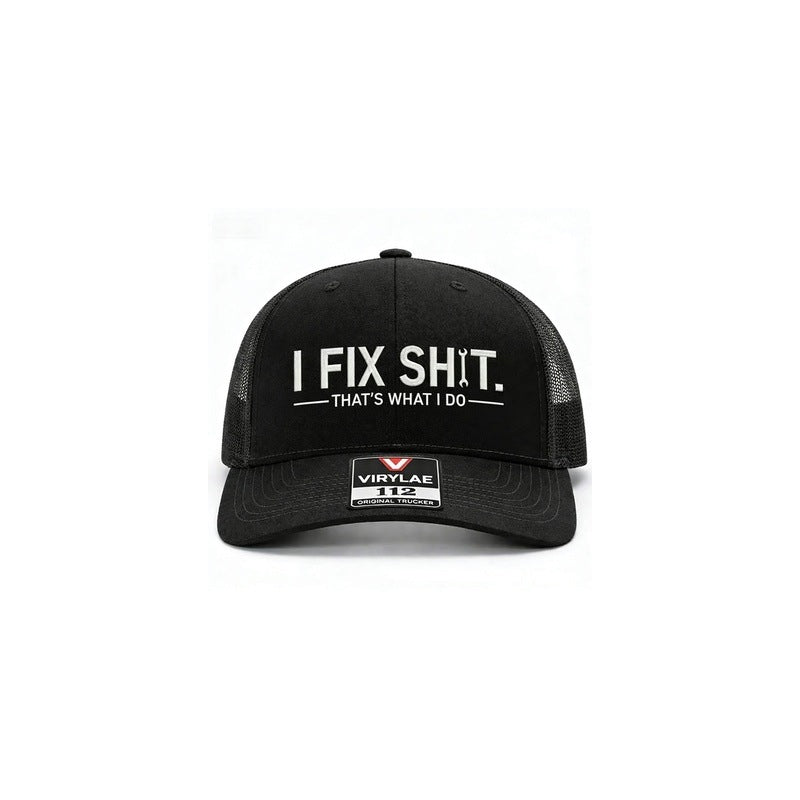 💥 HALBPREIS DEAL 🧢 Trucker-Cap für Männer & Frauen – „I Fix Shit“-Stickerei, Mesh-Design & verstellbar 🔥