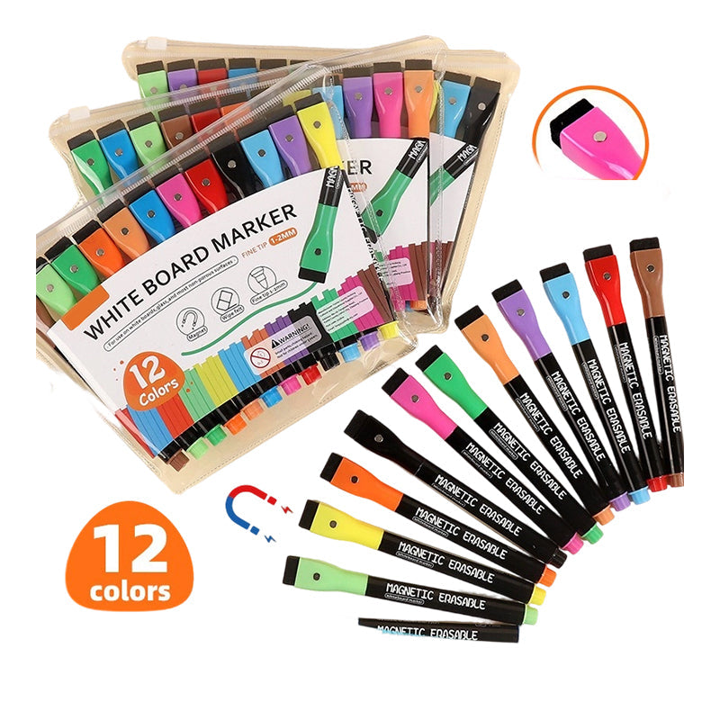 💡Magnetische Whiteboard-Marker mit Radiererkappe✏️Schreiben und Löschen sind bequemer.