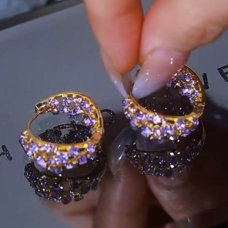 Gluschwein - Sparkling Purple Zircon Hoop Earrings