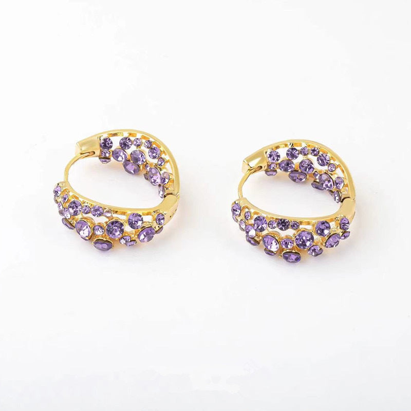 Gluschwein - Sparkling Purple Zircon Hoop Earrings