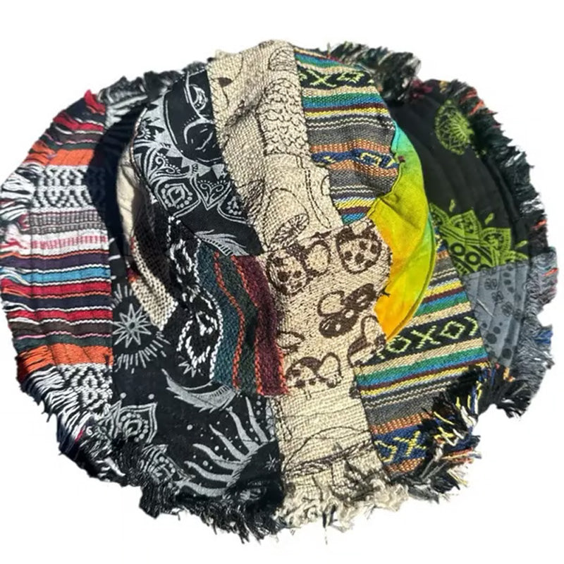 Gluschwein - 🔥Solange der Vorrat reicht 40 % Rabatt!🎉Bunter Patchwork-Hut aus Hanf mit Pilzmuster und Tasche