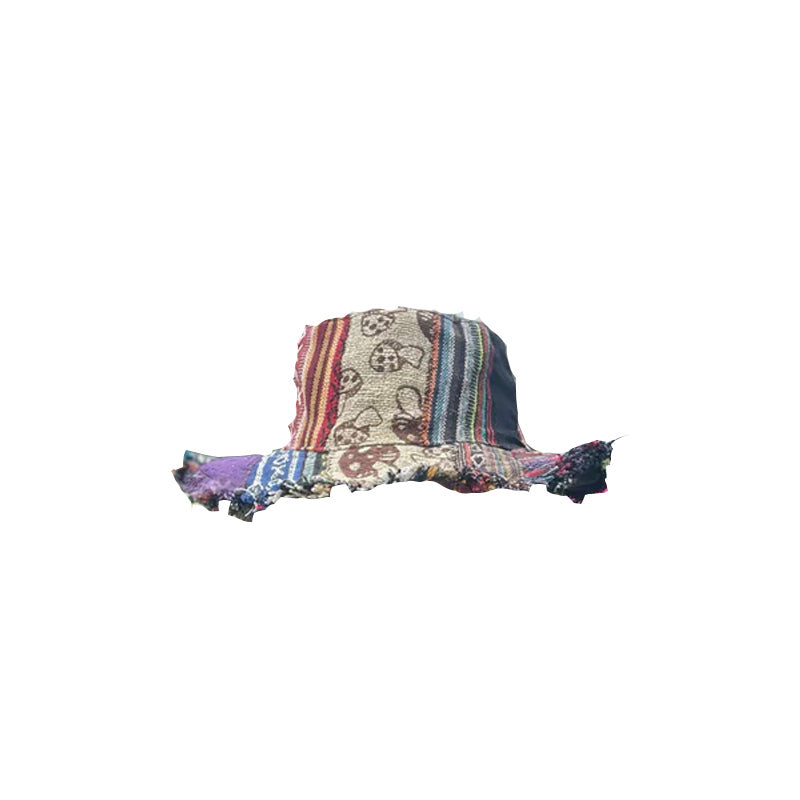 Gluschwein - 🔥Solange der Vorrat reicht 40 % Rabatt!🎉Bunter Patchwork-Hut aus Hanf mit Pilzmuster und Tasche