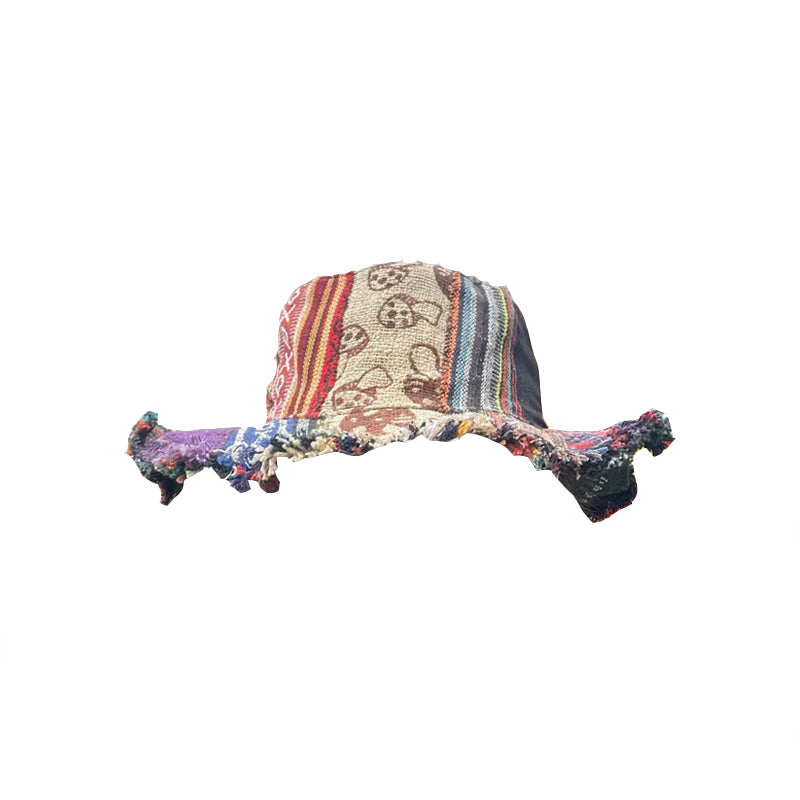 Gluschwein - 🔥Solange der Vorrat reicht 40 % Rabatt!🎉Bunter Patchwork-Hut aus Hanf mit Pilzmuster und Tasche