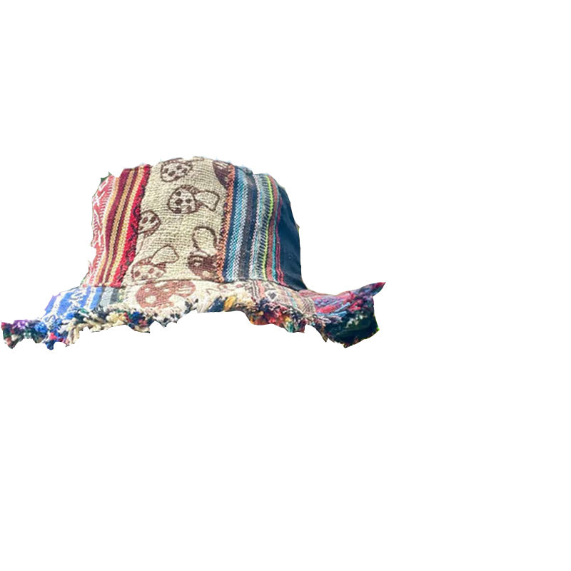 Gluschwein - 🔥Solange der Vorrat reicht 40 % Rabatt!🎉Bunter Patchwork-Hut aus Hanf mit Pilzmuster und Tasche