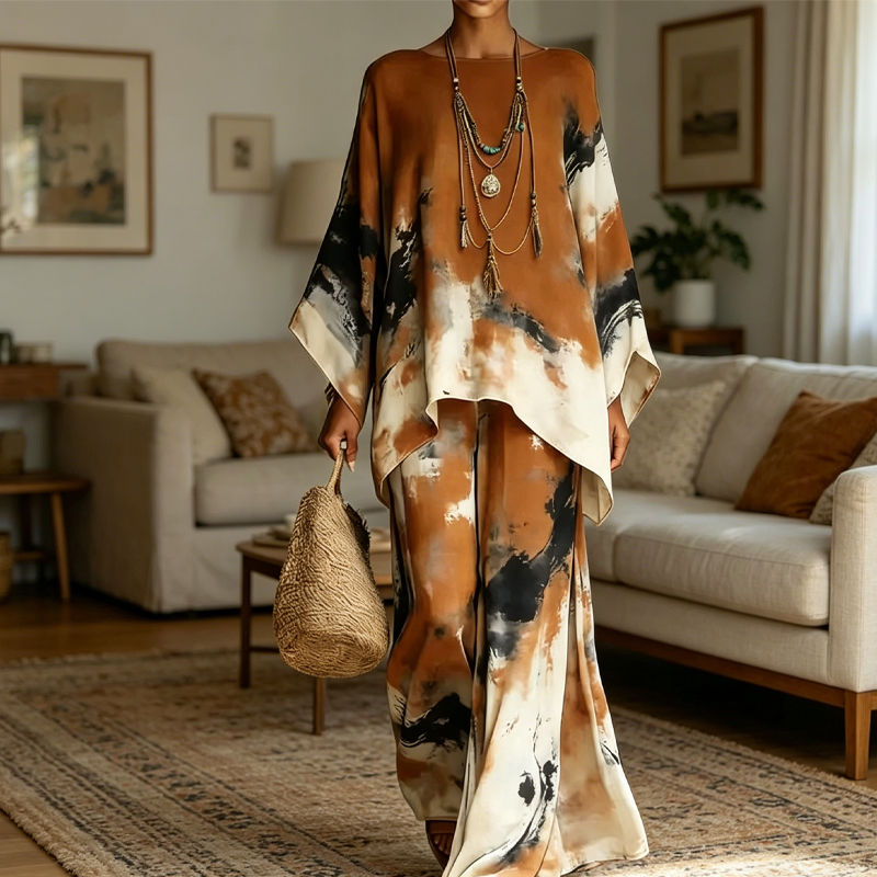 👗 2026 TREND NEUHEIT 💥 -50% Damen Zweiteiler-Set ✨ Print-Oberteil + weite Hose – elegant, komfortabel & alltagstauglich 🌿