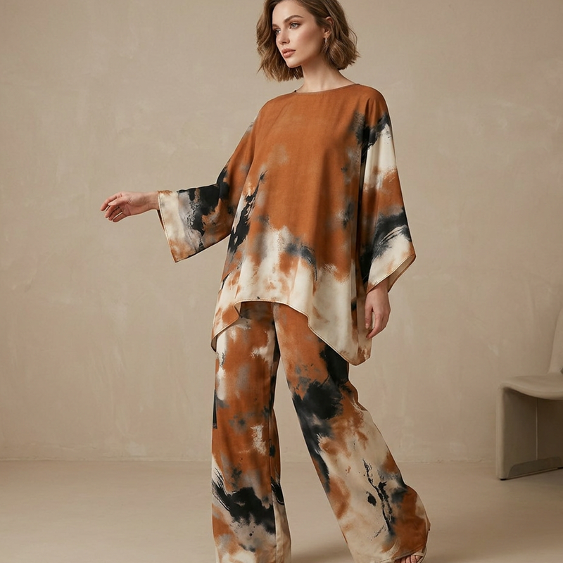 👗 2026 TREND NEUHEIT 💥 -50% Damen Zweiteiler-Set ✨ Print-Oberteil + weite Hose – elegant, komfortabel & alltagstauglich 🌿