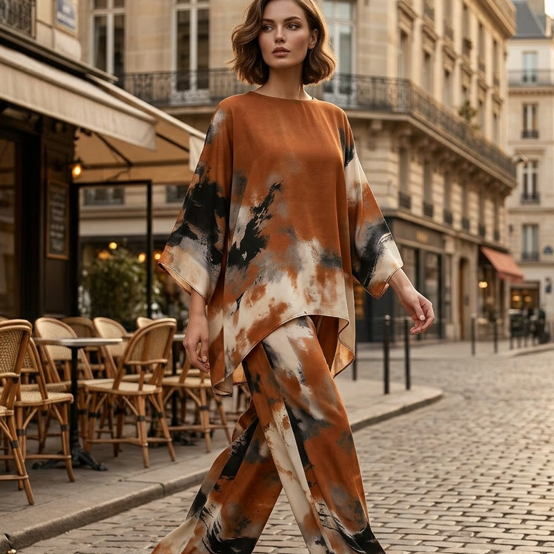 👗 2026 TREND NEUHEIT 💥 -50% Damen Zweiteiler-Set ✨ Print-Oberteil + weite Hose – elegant, komfortabel & alltagstauglich 🌿