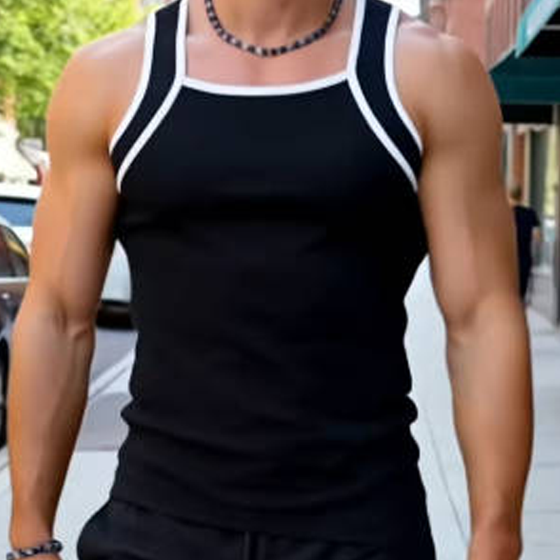 Gluschwein - Herren-Muscle-Tanktop mit kontrastfarbener Paspel und Rippbündchen