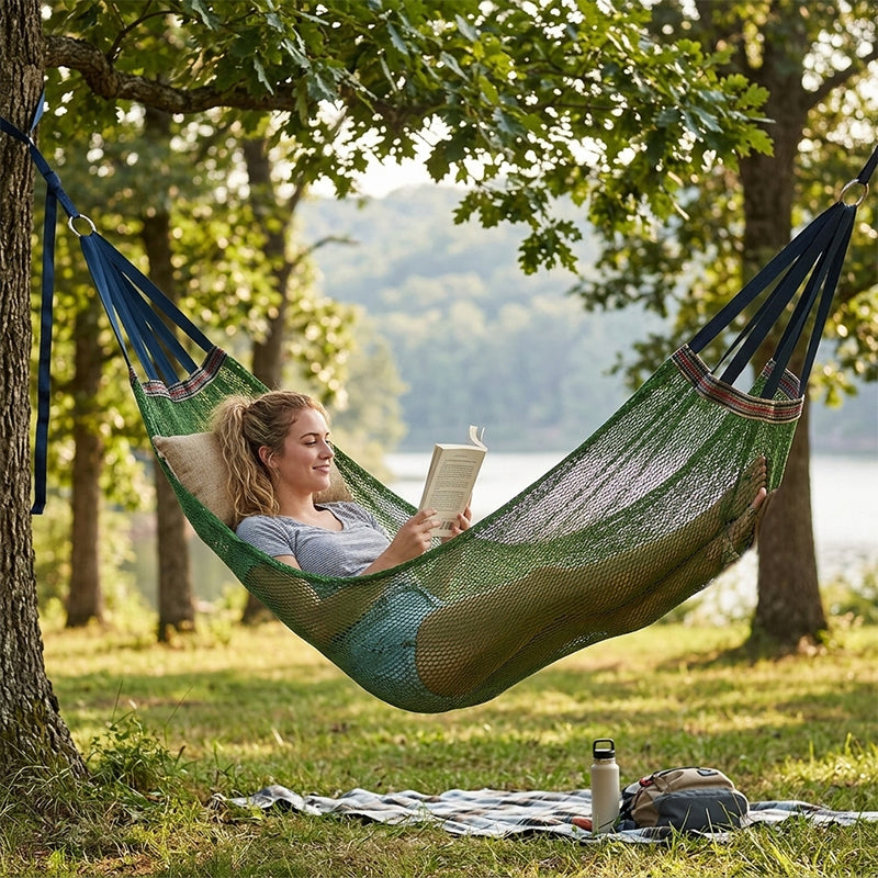 Verbesserte Camping-Hängematte mit Seilen