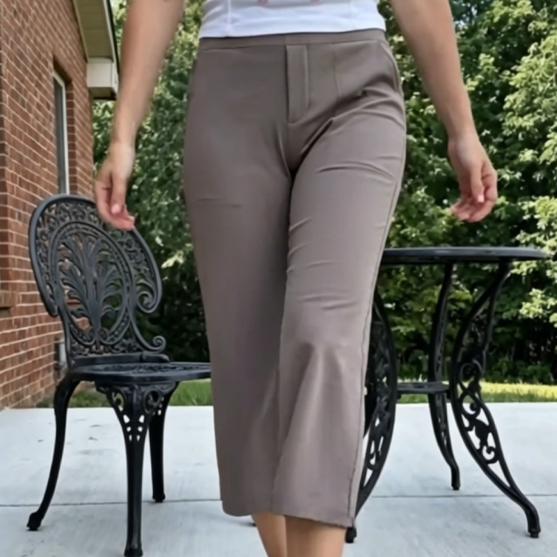 Elastische Caprihose für Damen mit weitem Bein und Taschen