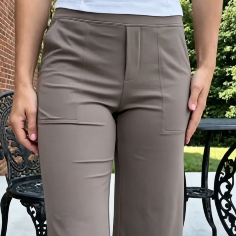 Elastische Caprihose für Damen mit weitem Bein und Taschen